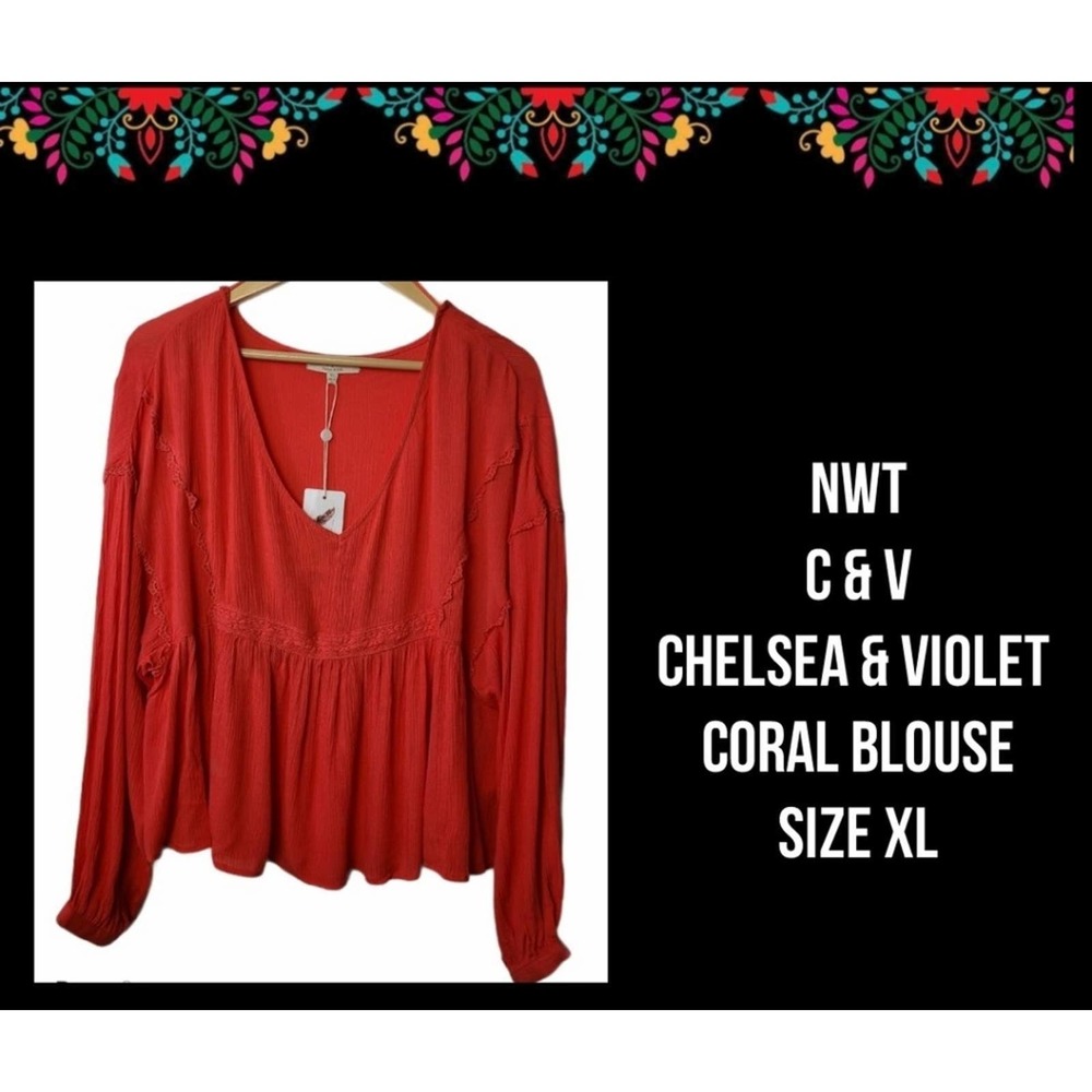 NWT| CHELSEA & VIOLET | CORAL BLOUSE | SIZE XL